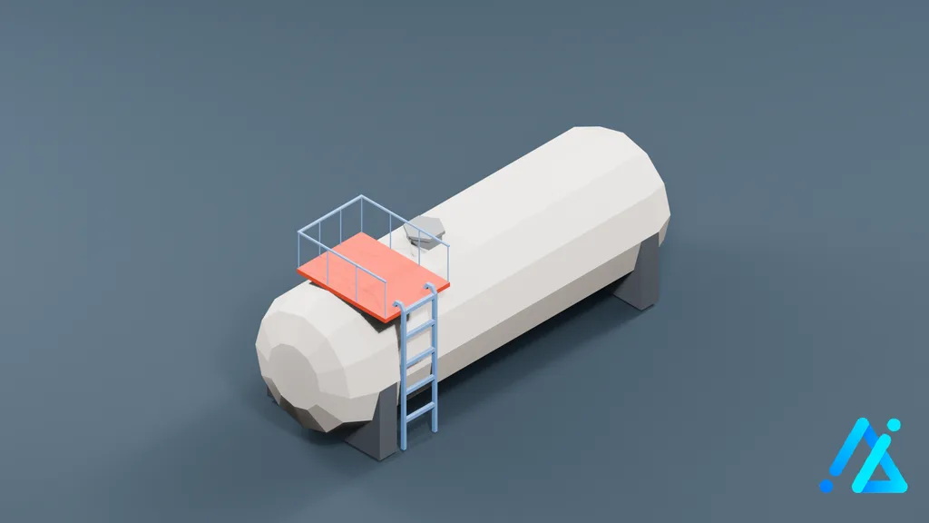 Low-Poly Fuel Tank Trailer 01 — 3D model preview