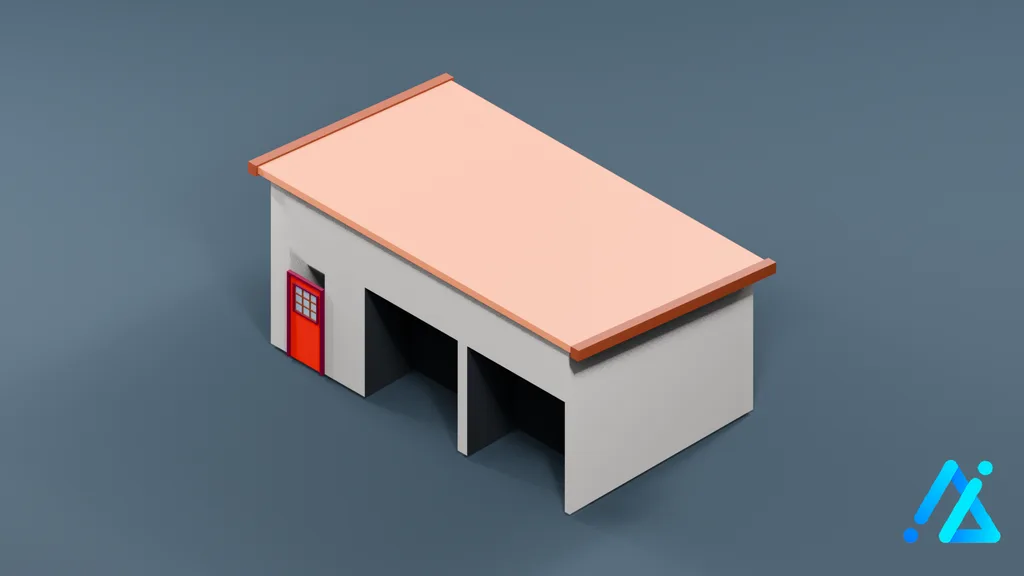 Low-Poly Roadside Garage — 3D model preview