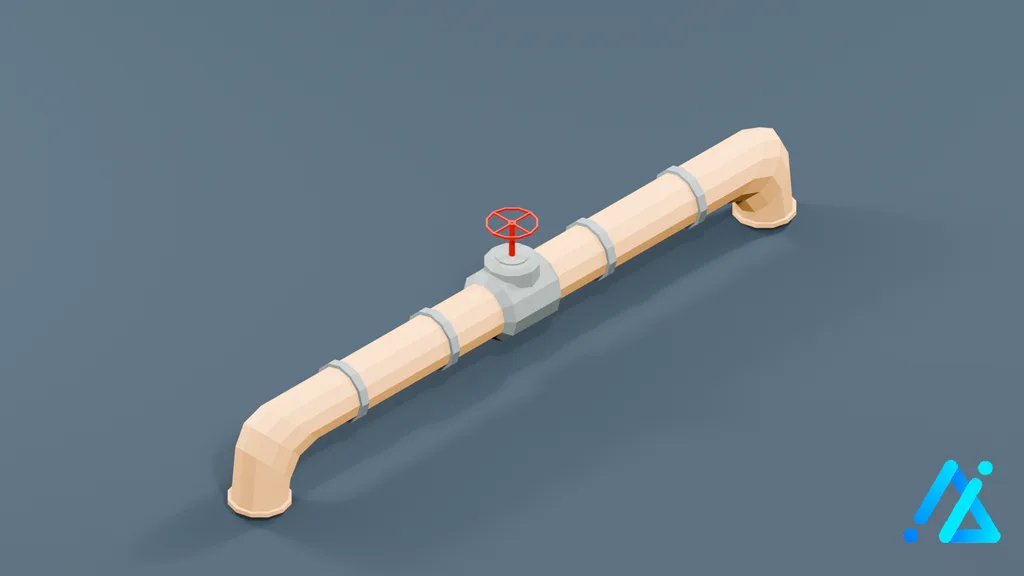 Low-Poly Gas Pipeline Section 01 — 3D model preview