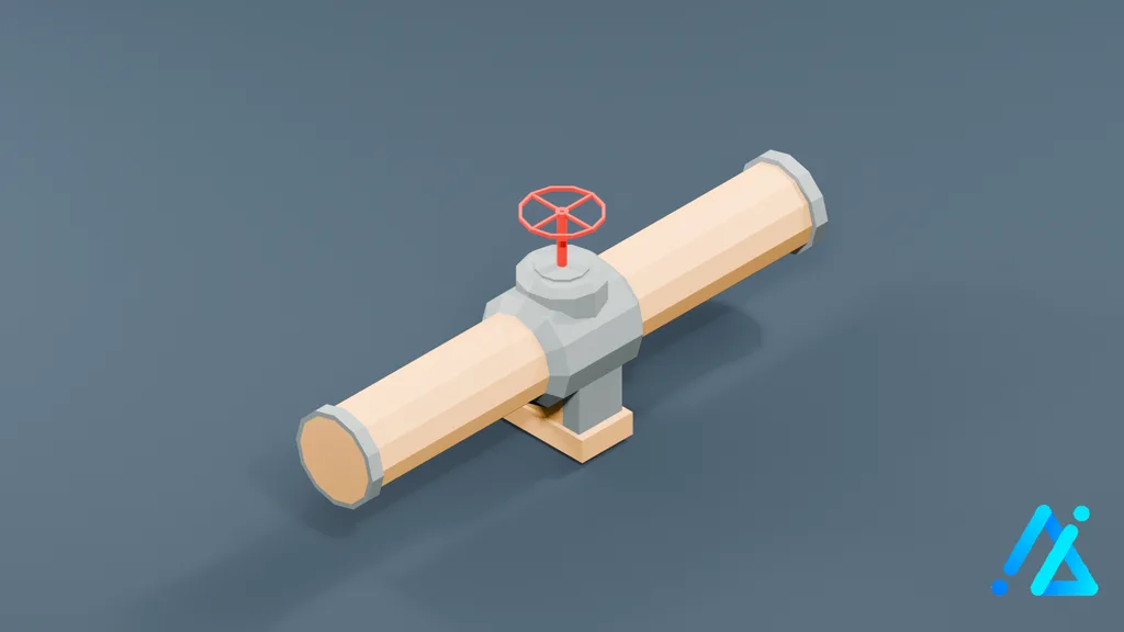 Low-Poly Gas Pipeline Section 04 — 3D model preview