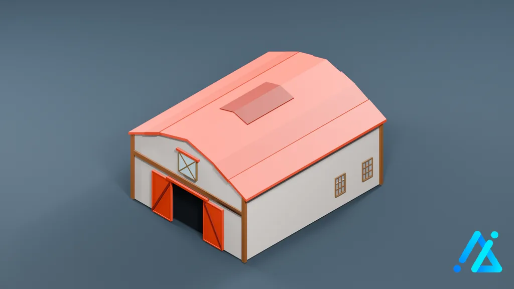 Low-Poly Hangar Building SM_hangar — 3D model preview
