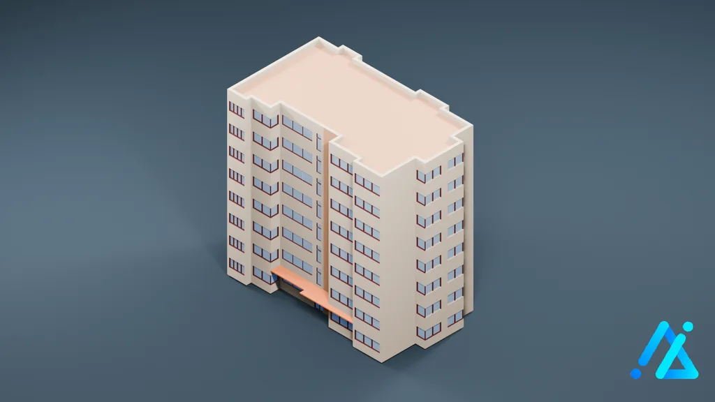Low-Poly City Building 01 — 3D model preview