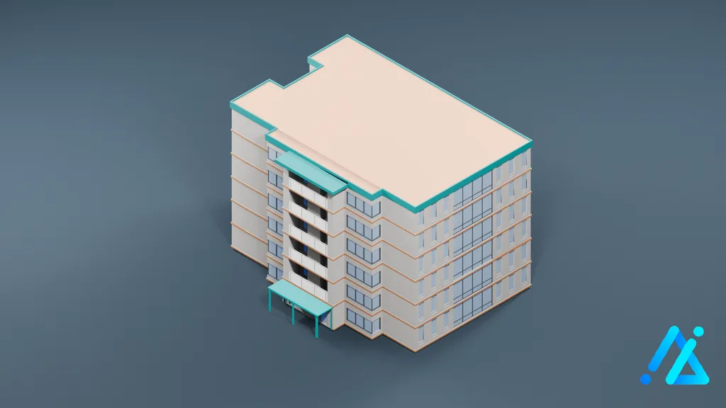 Low-Poly City Building 02 — 3D model preview