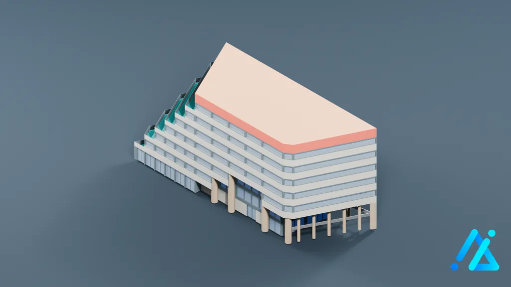 Low-Poly City Building 05 — 3D model preview