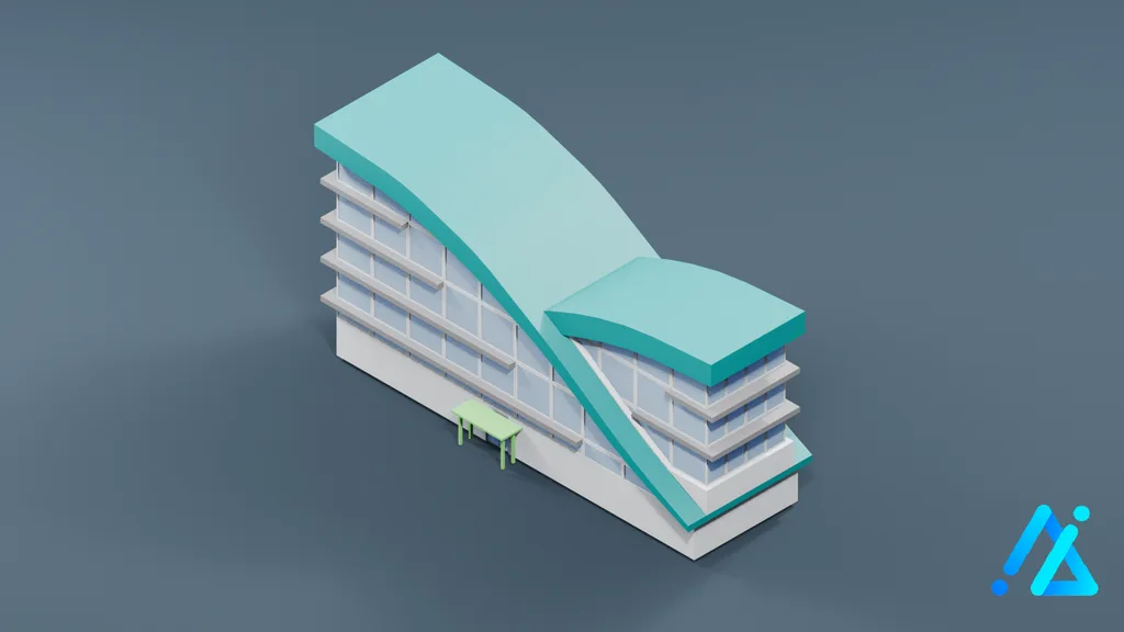 Low-Poly Infrastructure Building 01 — 3D model preview