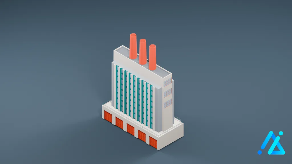 Low-Poly Infrastructure Building 010 — 3D model preview