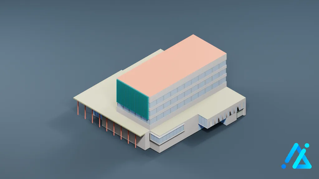 Low-Poly Infrastructure Building 013 — 3D model preview
