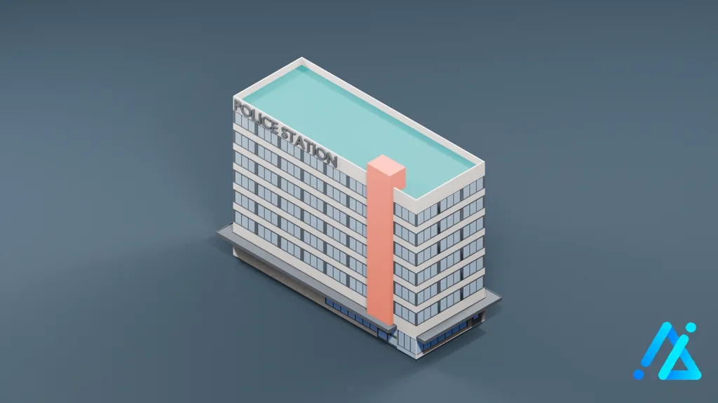 Low-Poly Infrastructure Building 015 — 3D model preview