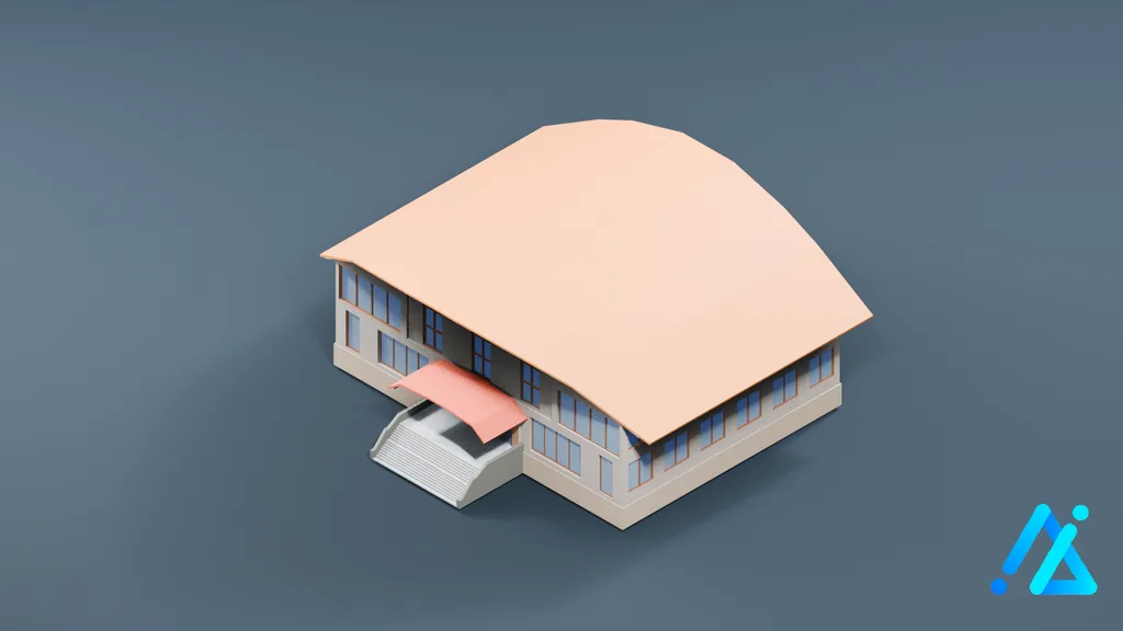 Low-Poly Infrastructure Building 016 — 3D model preview