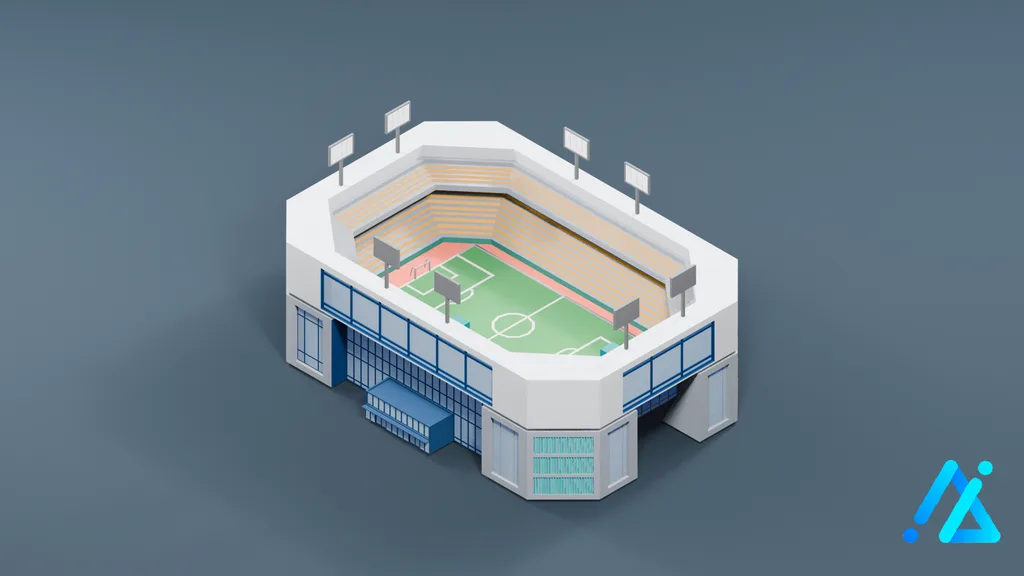 Low-Poly Infrastructure Building 017 — 3D model preview