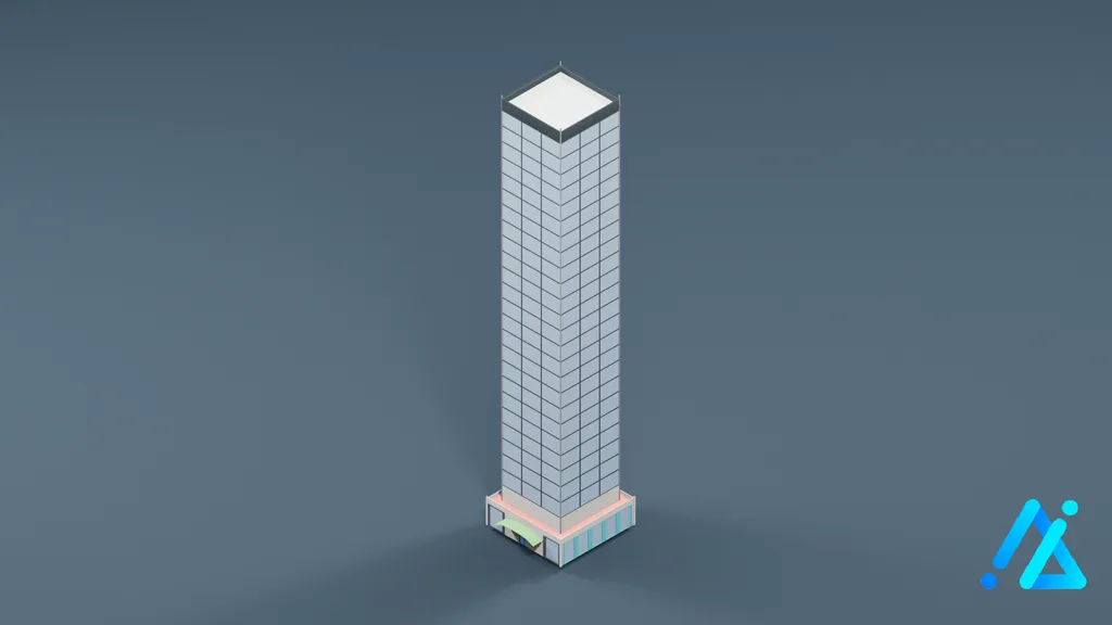 Low-Poly Infrastructure Building 05 — 3D model preview