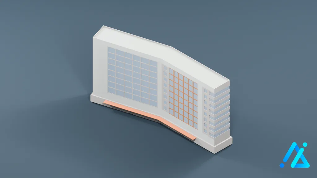 Low-Poly Infrastructure Building 06 — 3D model preview