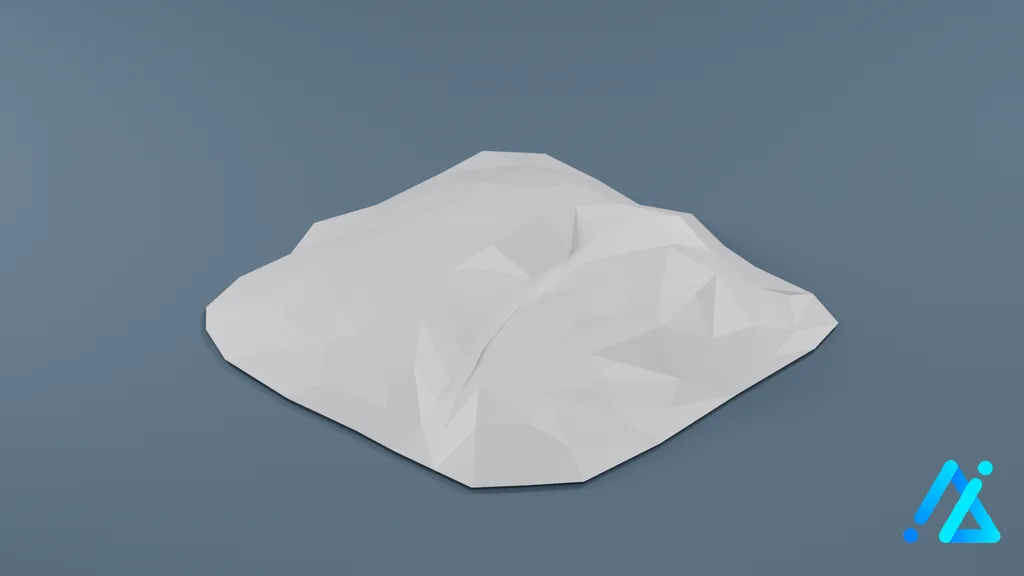 Low-Poly Land Terrain Tile 04 B — 3D model preview