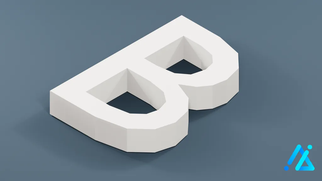 Low-Poly Large Alphabet Letter B — 3D model preview