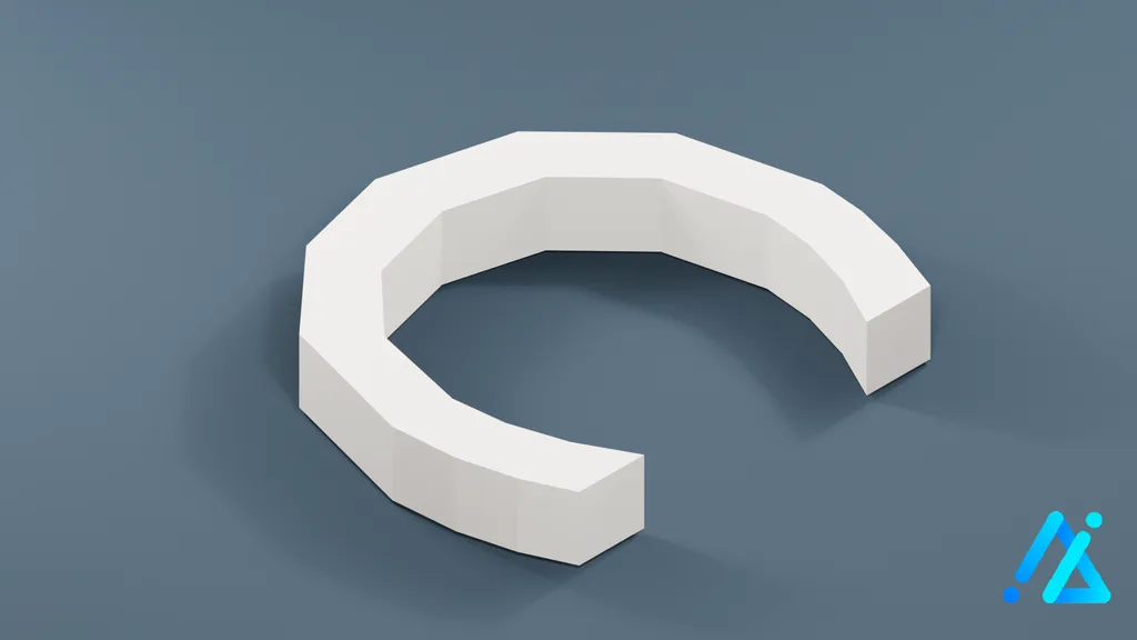Low-Poly Large Alphabet Letter C — 3D model preview