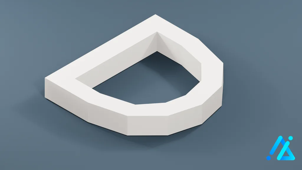 Low-Poly Large Alphabet Letter D — 3D model preview