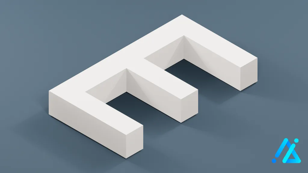 Low-Poly Large Alphabet Letter E — 3D model preview