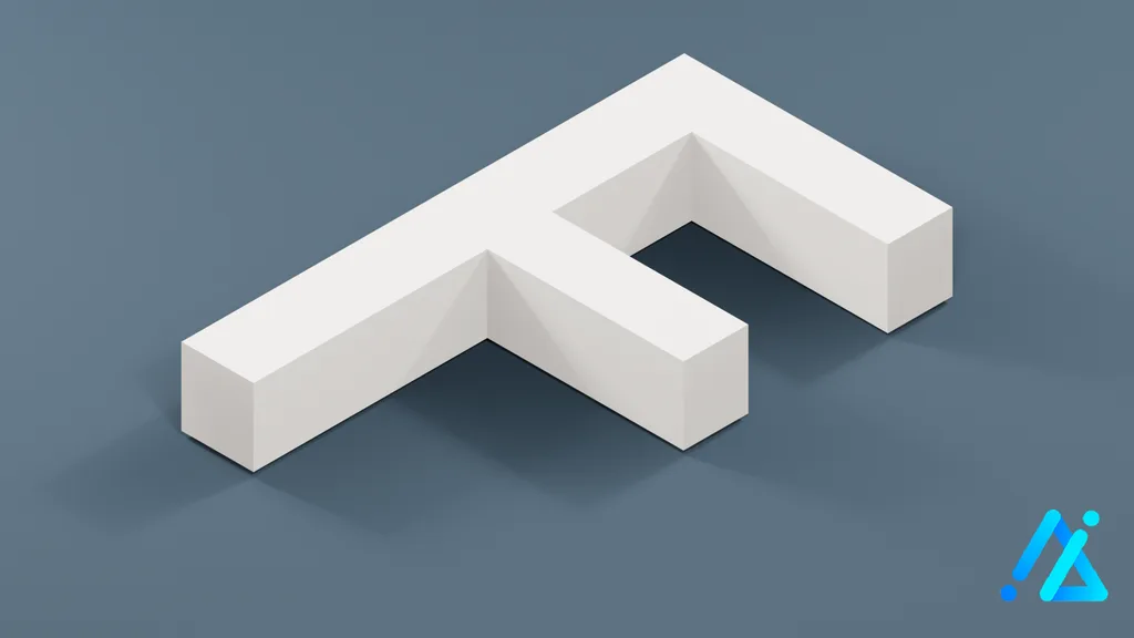 Low-Poly Large Alphabet Letter F — 3D model preview