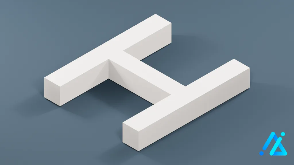 Low-Poly Large Alphabet Letter H — 3D model preview