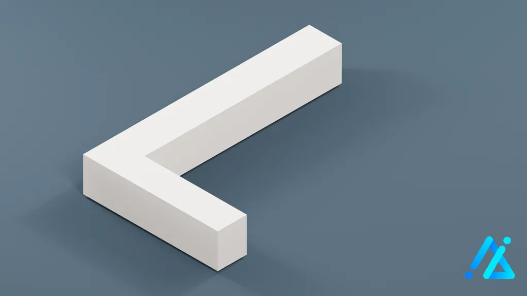 Low-Poly Large Alphabet Letter L — 3D model preview