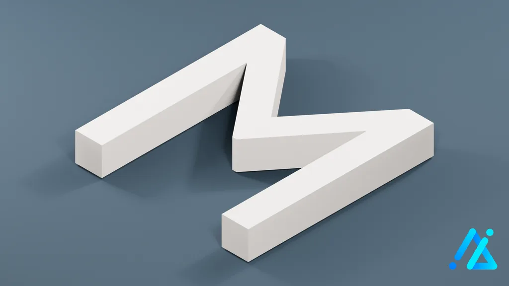 Low-Poly Large Alphabet Letter M — 3D model preview