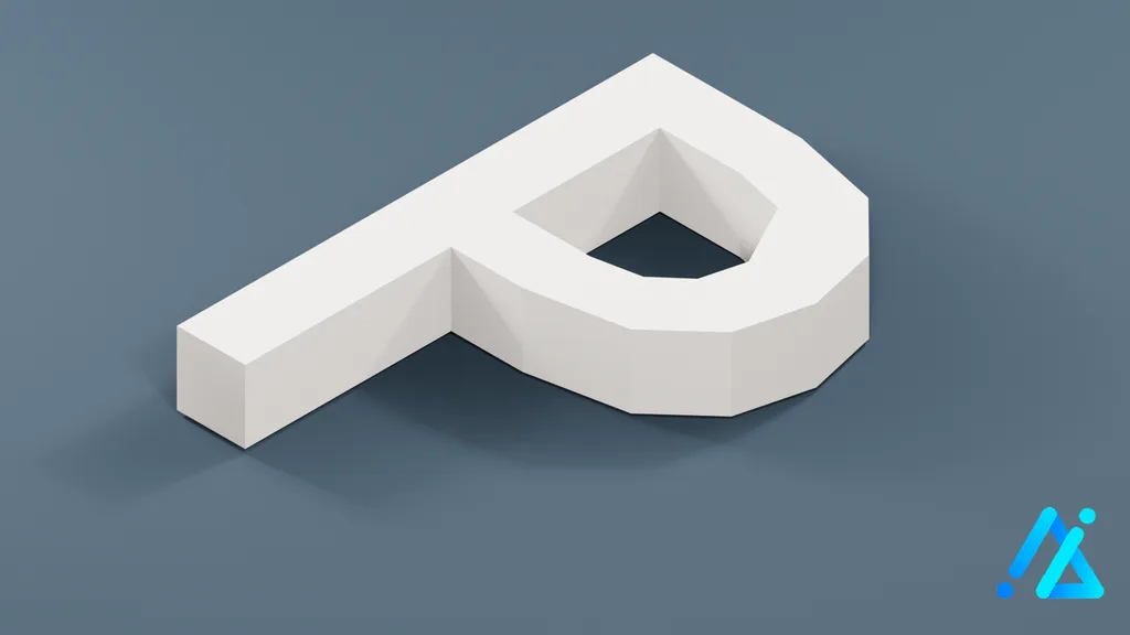 Low-Poly Large Alphabet Letter P — 3D model preview
