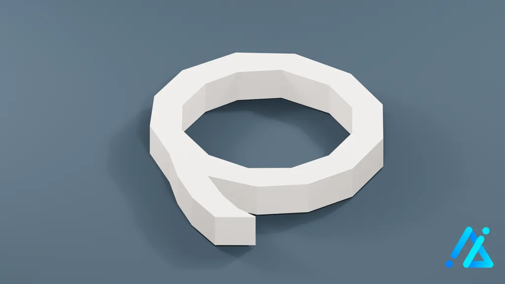 Low-Poly Large Alphabet Letter Q — 3D model preview