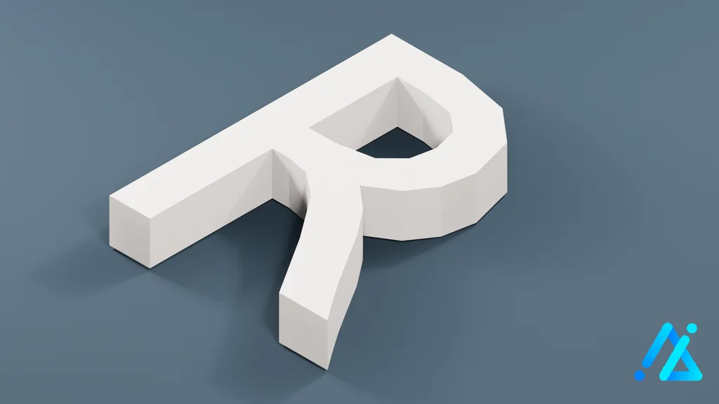 Low-Poly Large Alphabet Letter R — 3D model preview