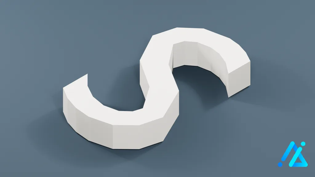 Low-Poly Large Alphabet Letter S — 3D model preview
