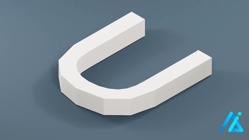 Low-Poly Large Alphabet Letter U — 3D model preview