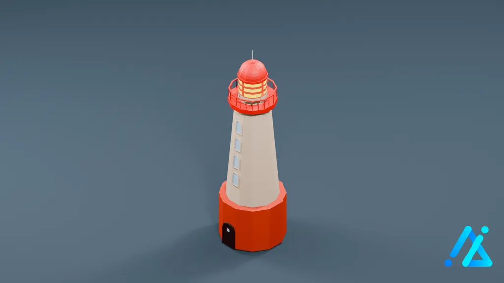 Low-Poly Coastal Lighthouse 01 — 3D model preview