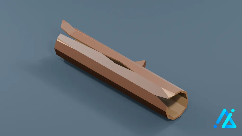 Low-Poly Cut Log 01 — 3D model preview
