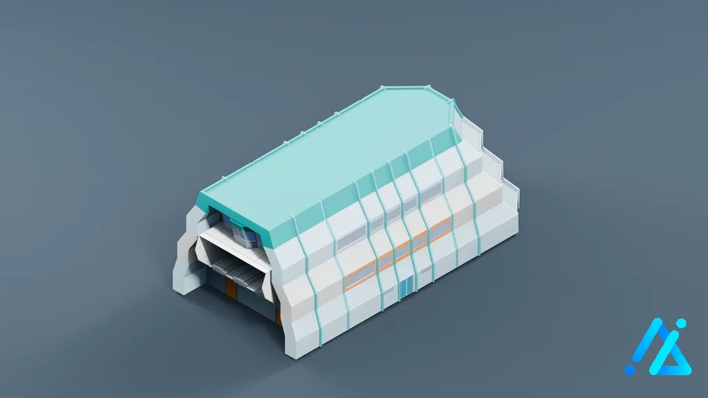 Low-Poly Monorail Depot 01 — 3D model preview