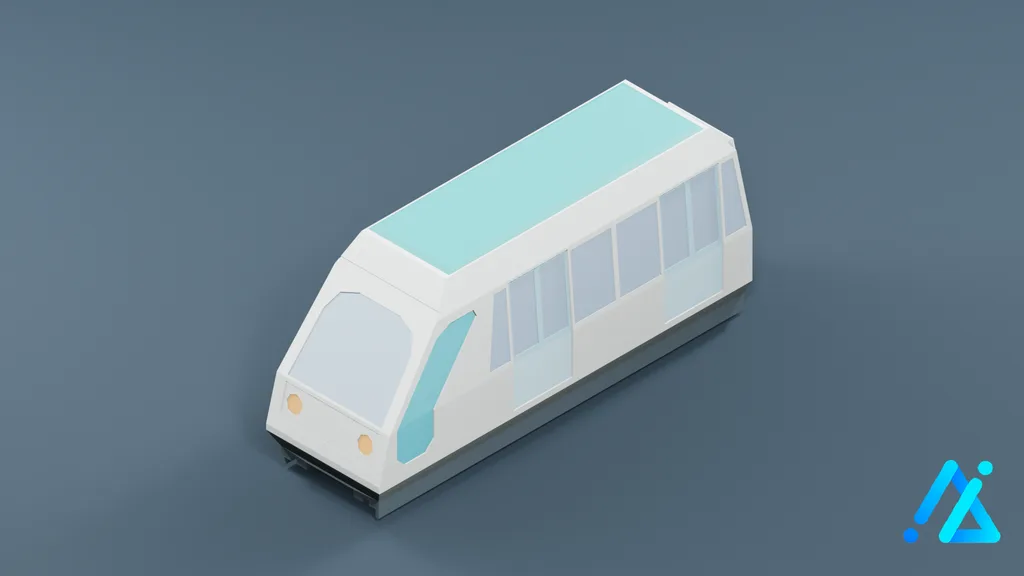 Low-Poly Monorail Car 01 — 3D model preview