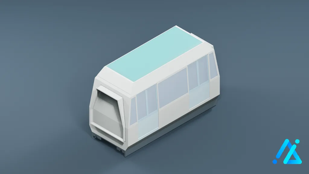 Low-Poly Monorail Car 02 — 3D model preview