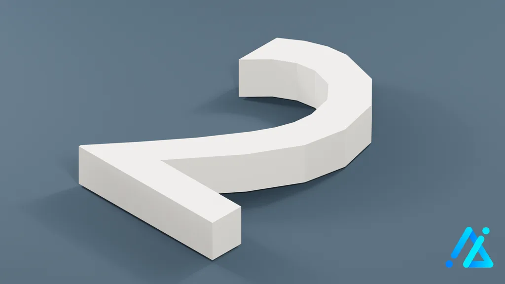 Low-Poly Large Number 2 — 3D model preview