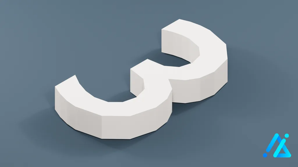 Low-Poly Large Number 3 — 3D model preview