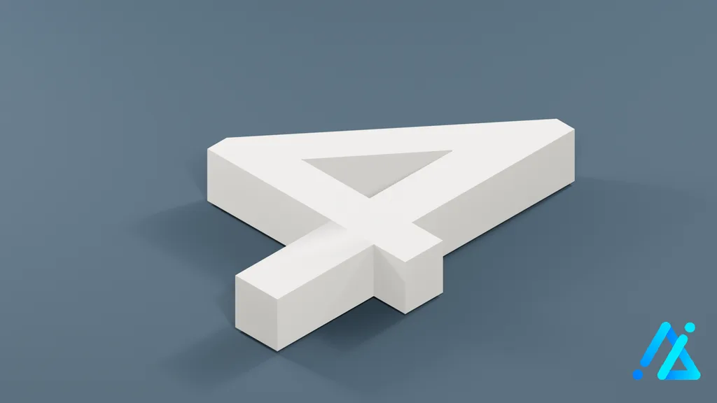 Low-Poly Large Number 4 — 3D model preview