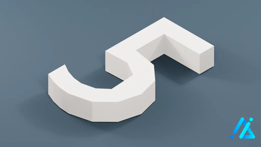 Low-Poly Large Number 5 — 3D model preview