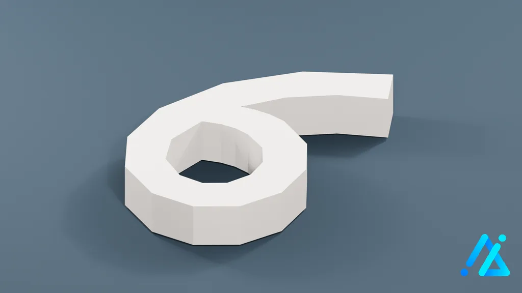 Low-Poly Large Number 6 — 3D model preview