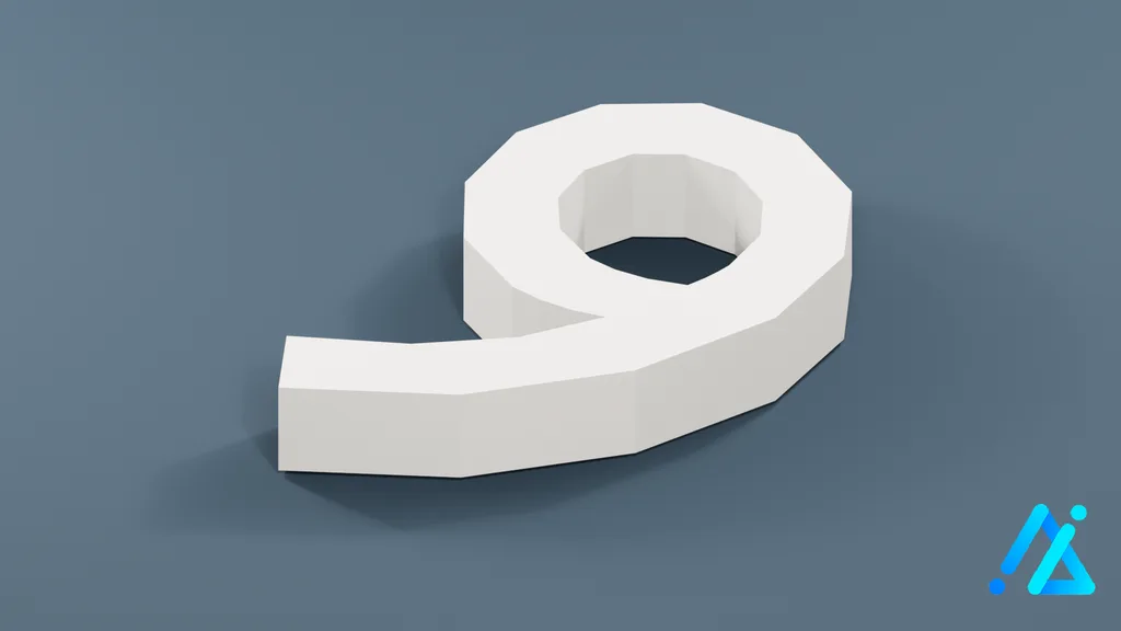 Low-Poly Large Number 9 — 3D model preview