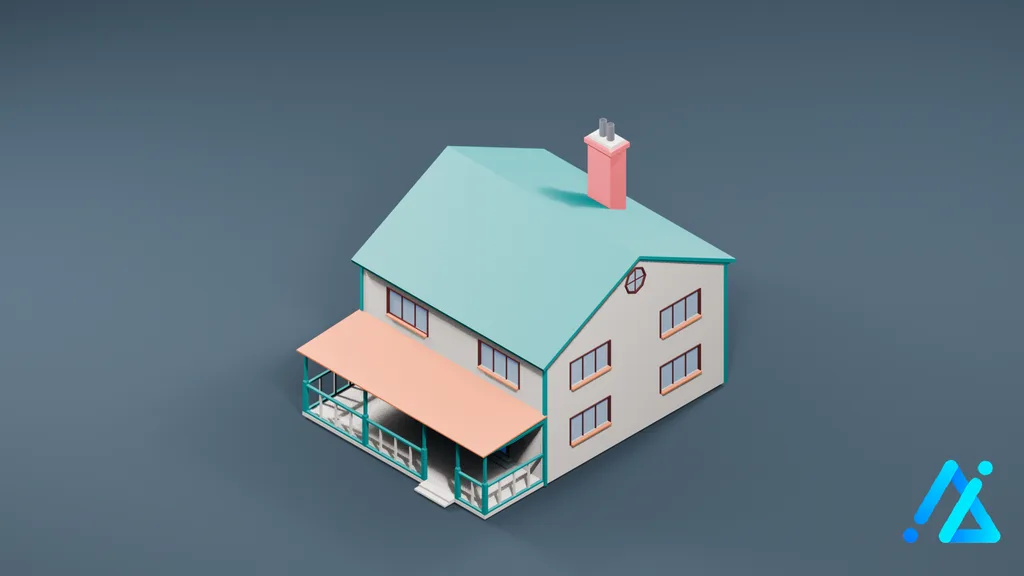 Low-Poly Suburban House 01 — 3D model preview