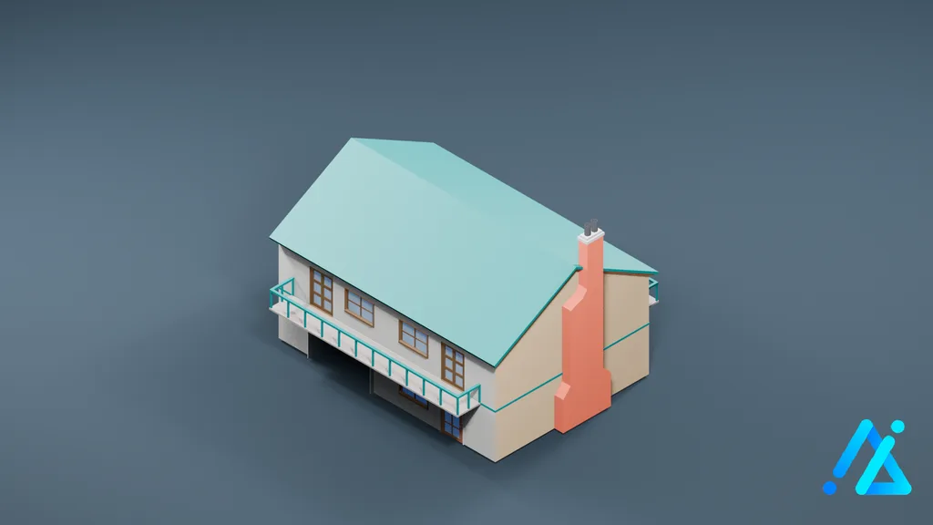 Low-Poly Suburban House 03 — 3D model preview