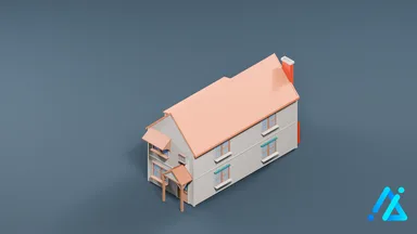 Low-Poly Suburban House 04