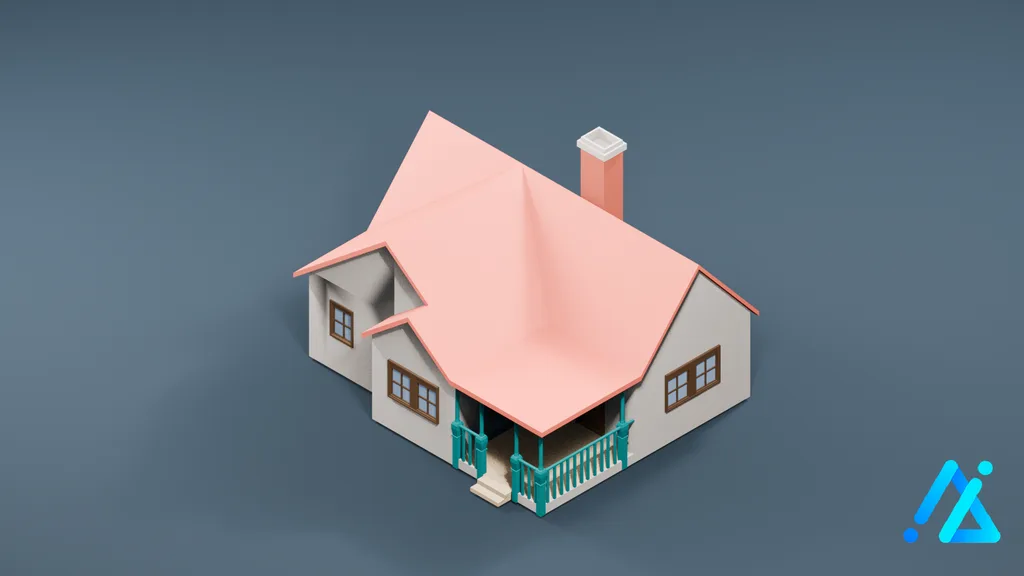 Low-Poly Suburban House 05 — 3D model preview