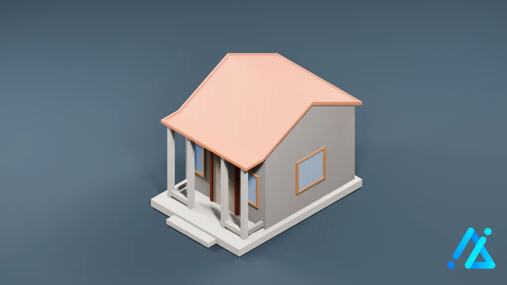Low-Poly Small Pantry Building — 3D model preview