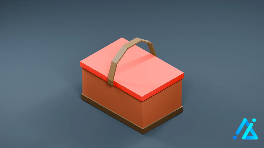 Low-Poly Picnic Basket 01 — 3D model preview