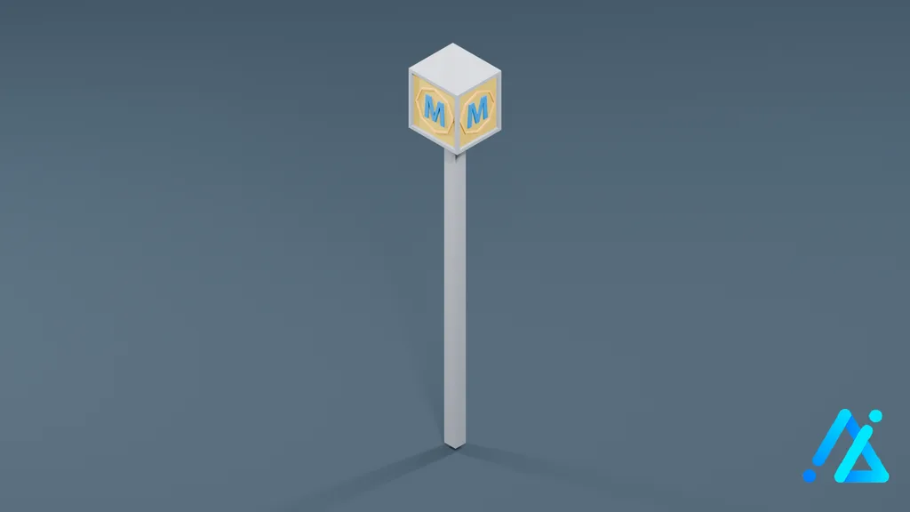 Low-Poly Street Direction Marker 01 — 3D model preview