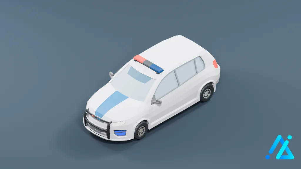 Low-Poly Police Car — 3D model preview
