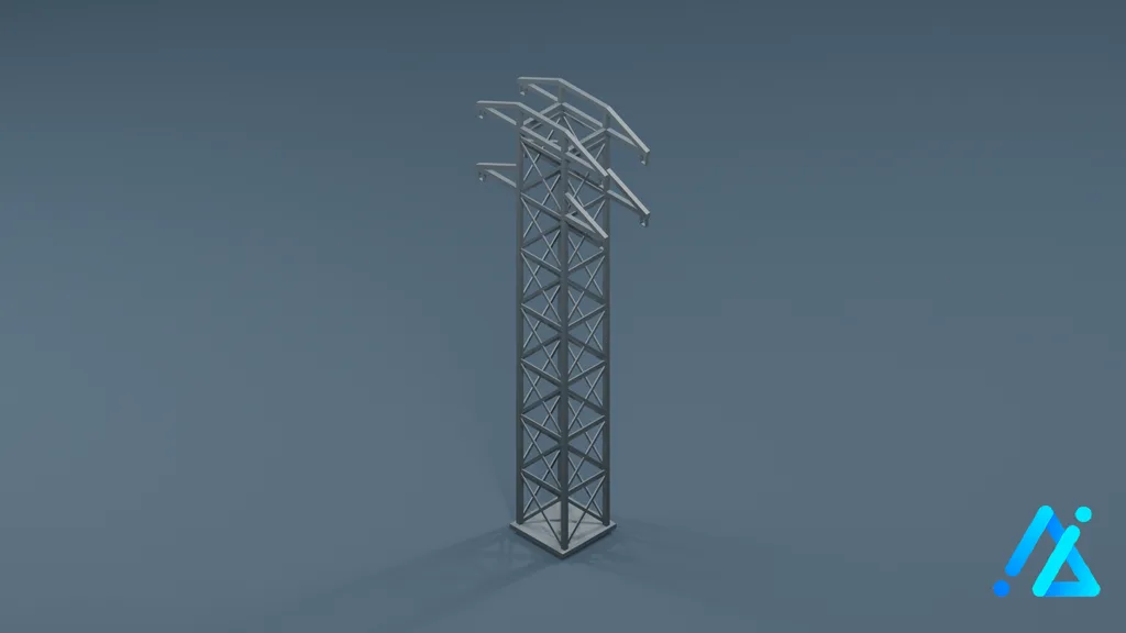 Low-Poly Power Line Tower 01 — 3D model preview